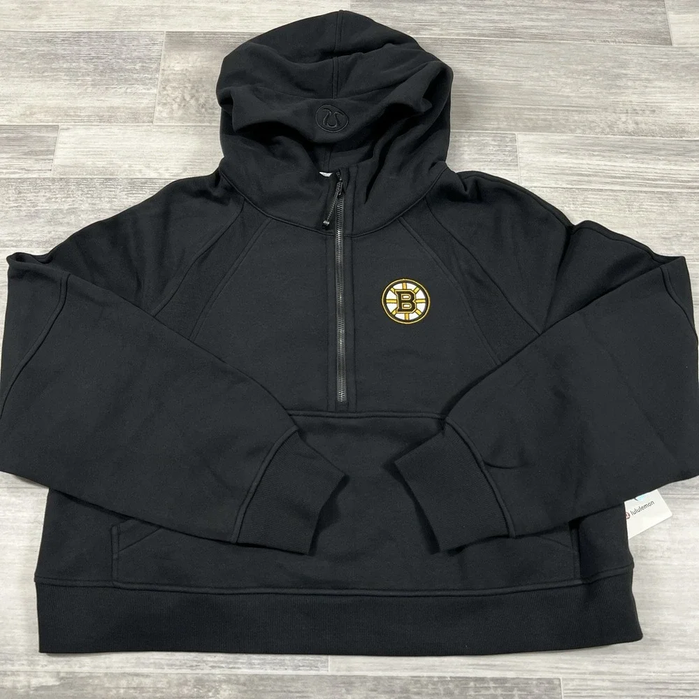Boston Bruins Lululemon x NHL Women XL/2XL Scuba Oversized Half-Zip Hoodie Black - Picture 1 of 11